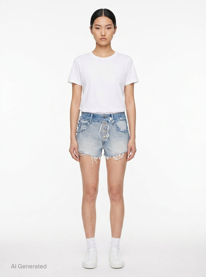 Inverted Mid Rise Shorts | Alexander Wang | Club21 - front