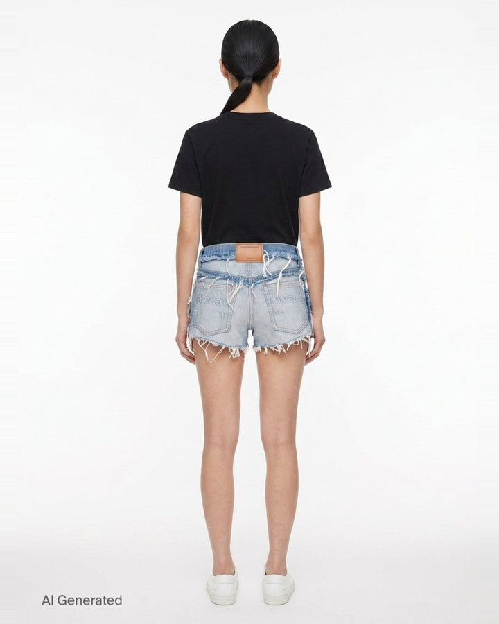 Inverted Mid Rise Shorts | Alexander Wang | Club21 - back