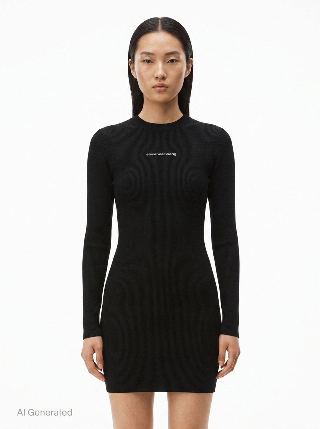 Long Sleeve Crew Neck Dress | Alexander Wang | Club21 - front