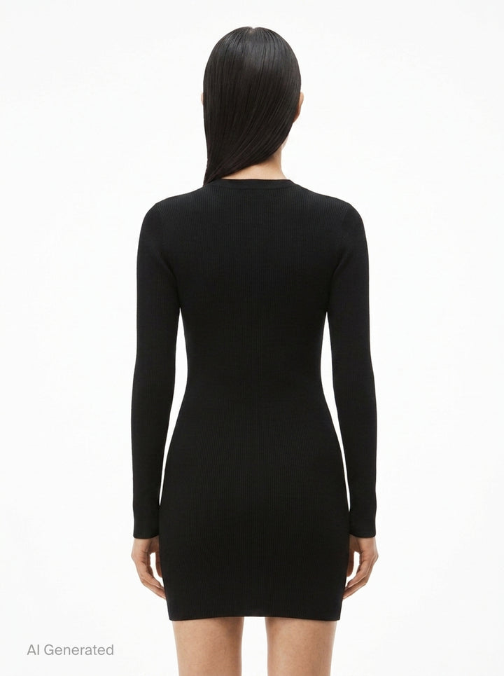 Long Sleeve Crew Neck Dress | Alexander Wang | Club21 - back