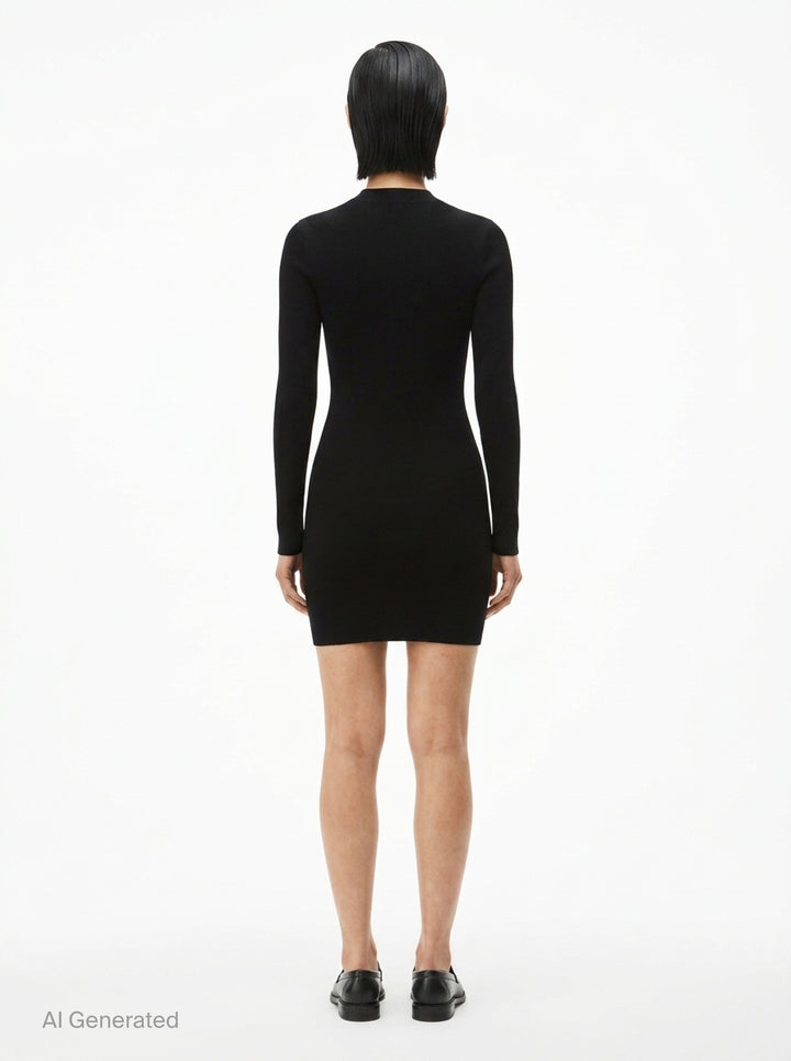 Long Sleeve Crew Neck Dress | Alexander Wang | Club21 - back