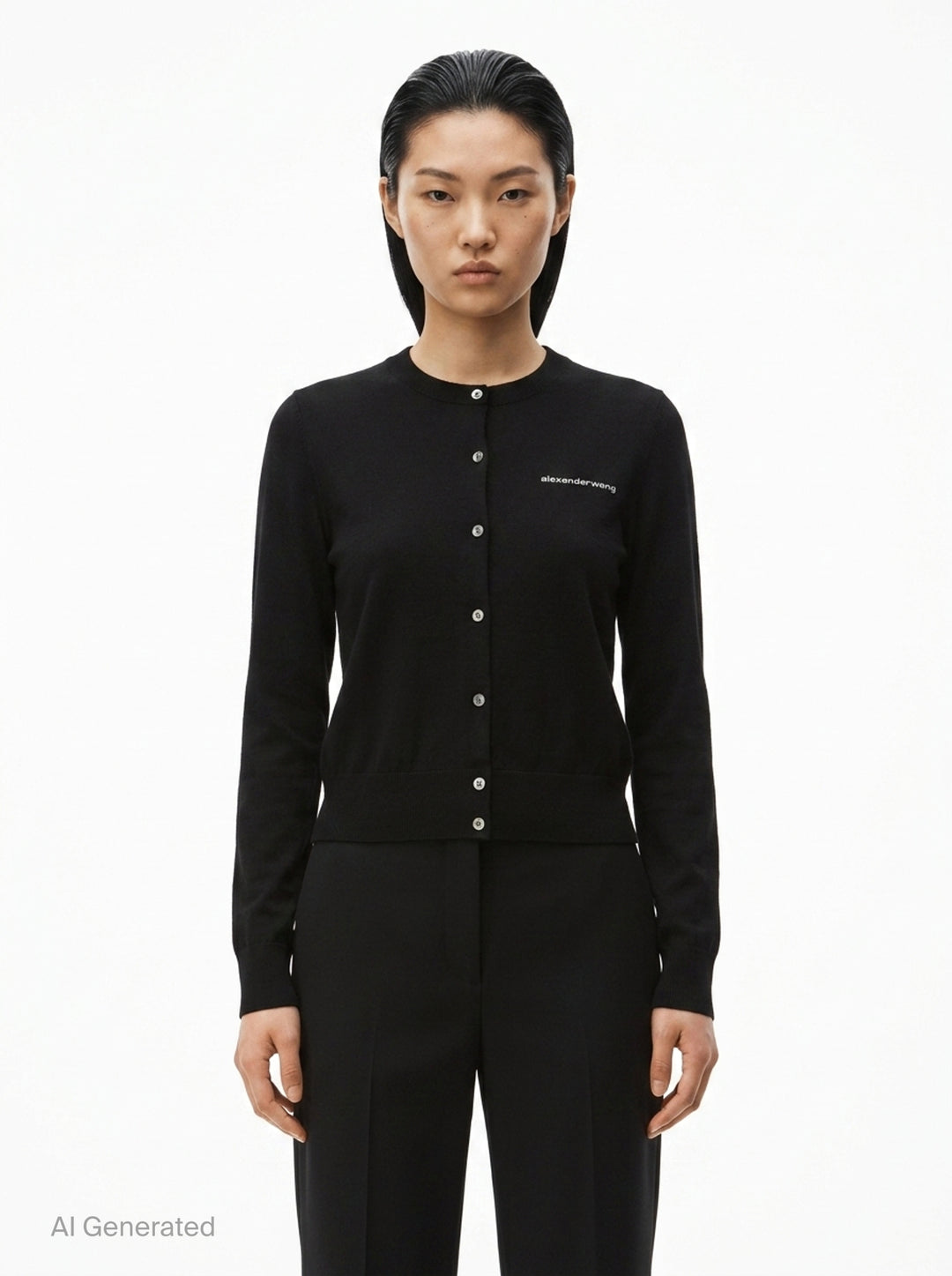 Long Sleeve Crewneck Hotfix Cardigan | Alexander Wang | Club21 - front
