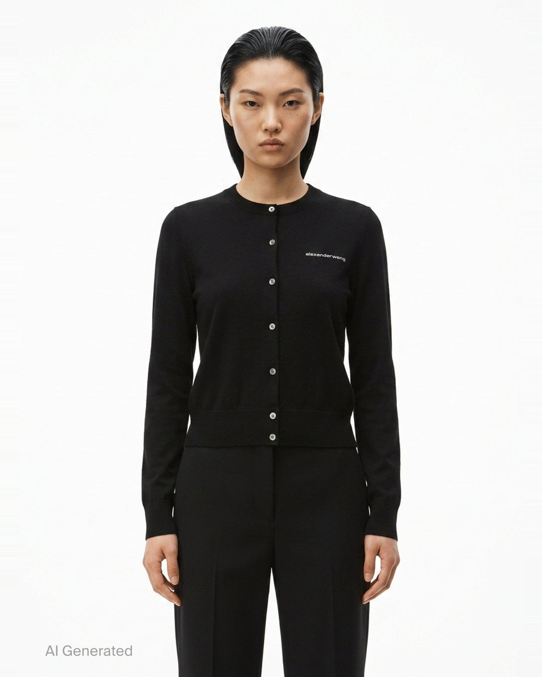 Long Sleeve Crewneck Hotfix Cardigan | Alexander Wang | Club21 - front
