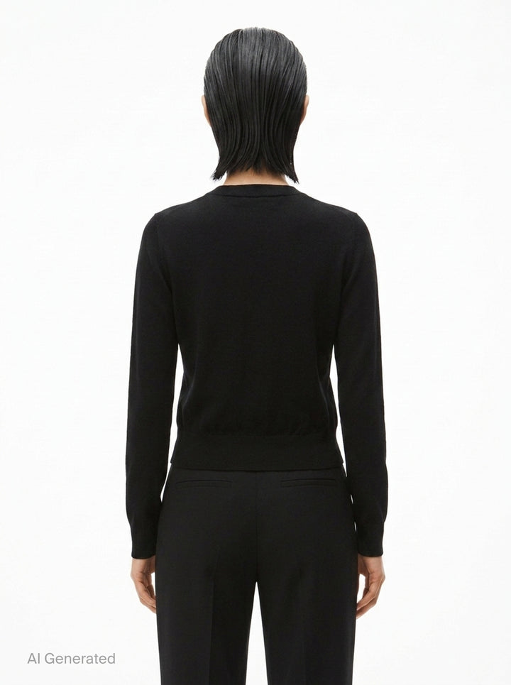 Long Sleeve Crewneck Hotfix Cardigan | Alexander Wang | Club21 - back