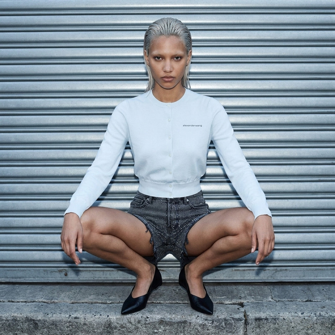 Long Sleeve Crewneck Hotfix Cardigan | Alexander Wang | Club21 - lifestyle