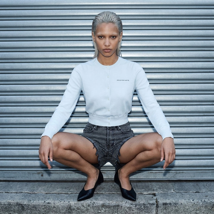 Long Sleeve Crewneck Hotfix Cardigan | Alexander Wang | Club21 - lifestyle