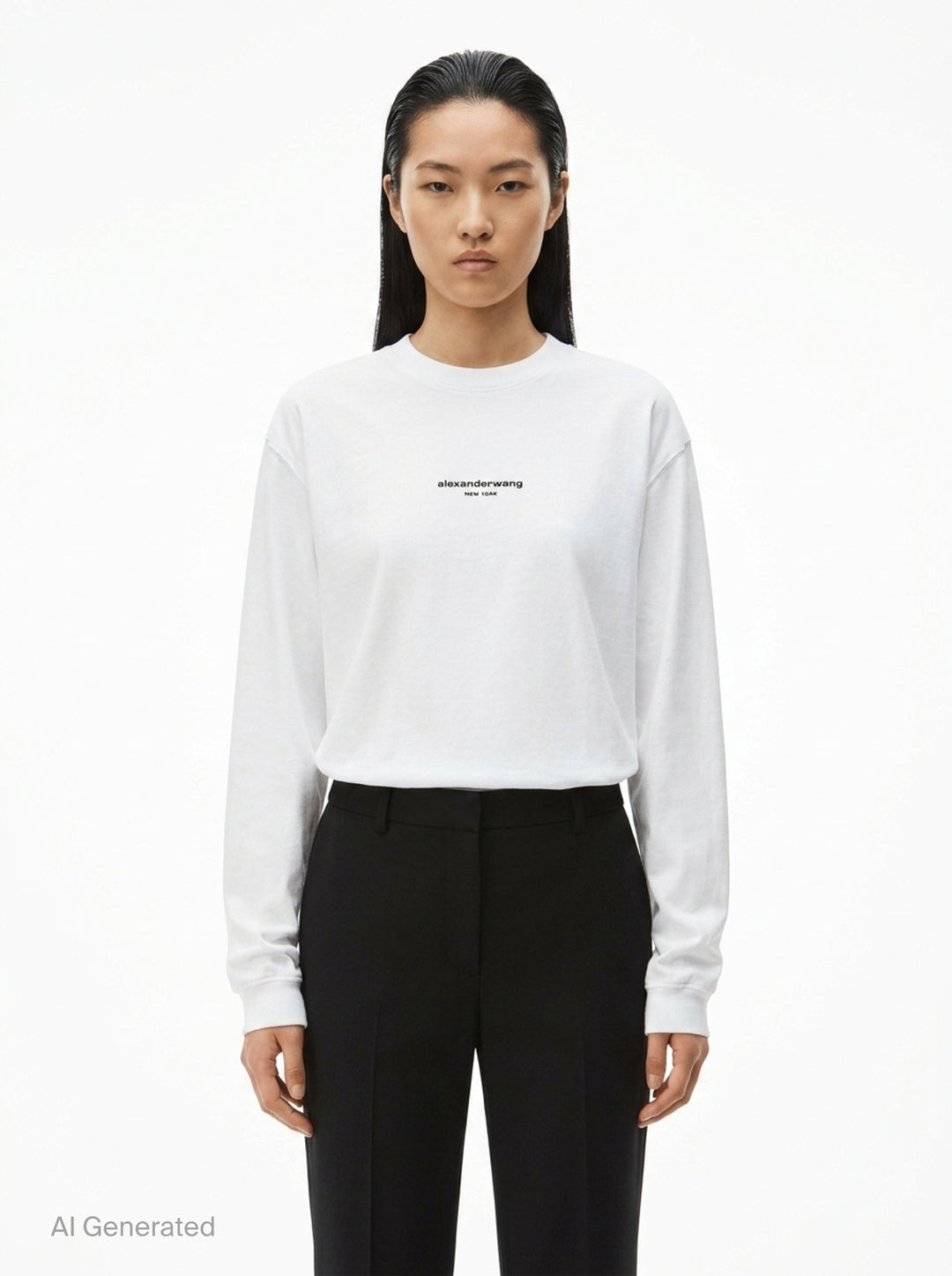 Long Sleeve Logo Print Tee | Alexander Wang | Club21 - front