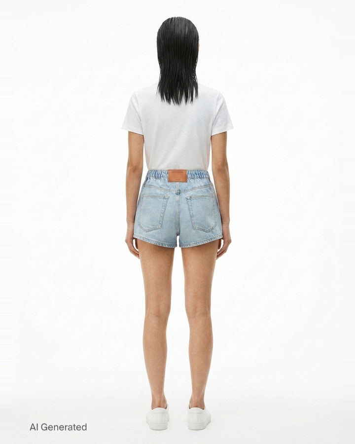 Marathon Rhinestone Denim Shorts | Alexander Wang | Club21 - back