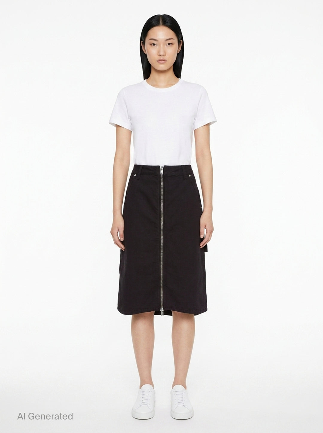 Mid-Rise Midi Zip Skort | Alexander Wang | Club21 - front