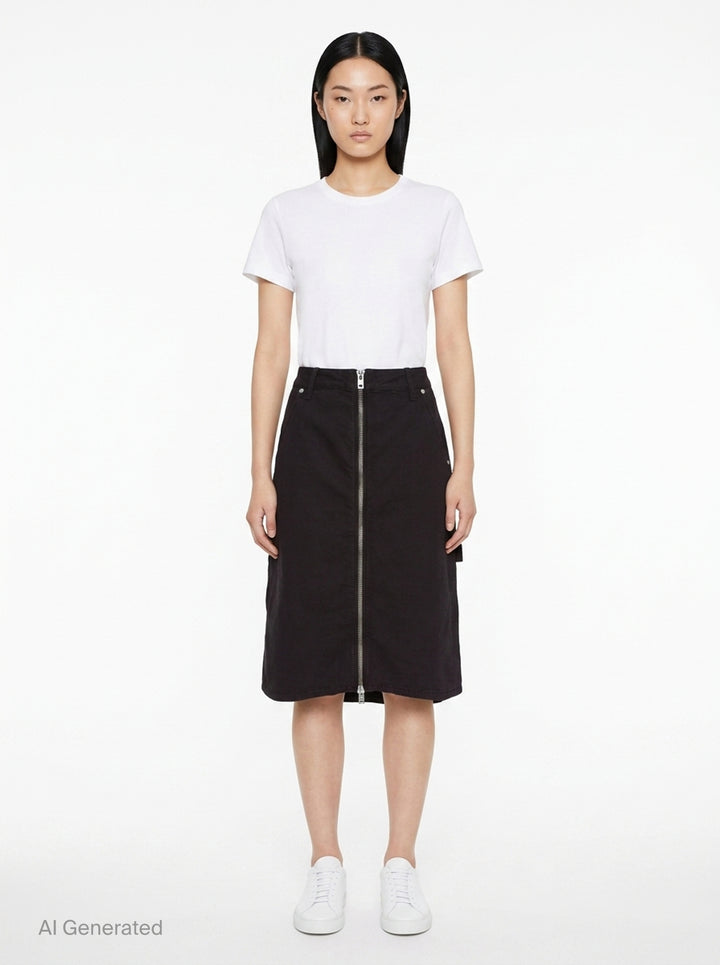 Mid-Rise Midi Zip Skort | Alexander Wang | Club21 - front