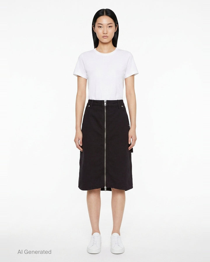 Mid-Rise Midi Zip Skort | Alexander Wang | Club21 - front