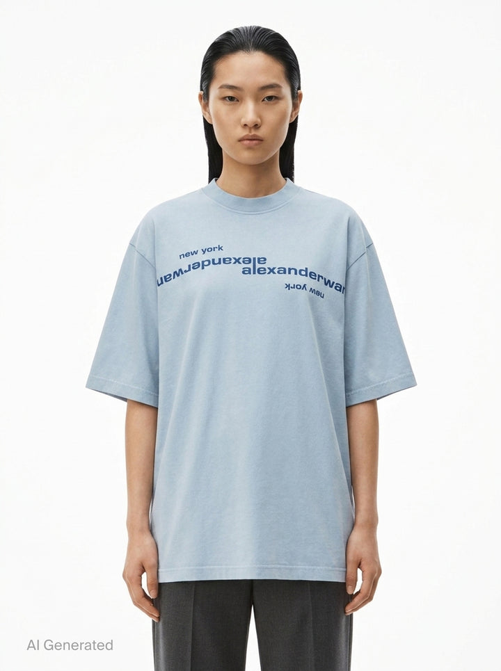 Mirrored Logo Short Sleeve Tee | Alexander Wang | Club21 - front