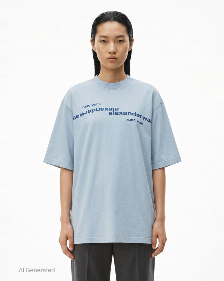 Mirrored Logo Short Sleeve Tee | Alexander Wang | Club21 - front