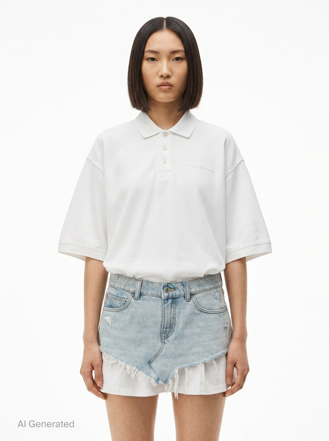Pre-Styled Denim Polo Dress | Alexander Wang | Club21 - front