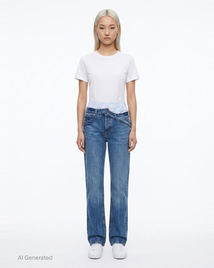 Pre-Styled Slim Jeans With Boxer | Alexander Wang | Club21 - front
