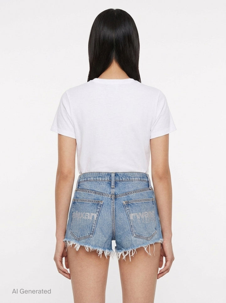 Relaxed Crystal Hotfix Shorts | Alexander Wang | Club21 - back