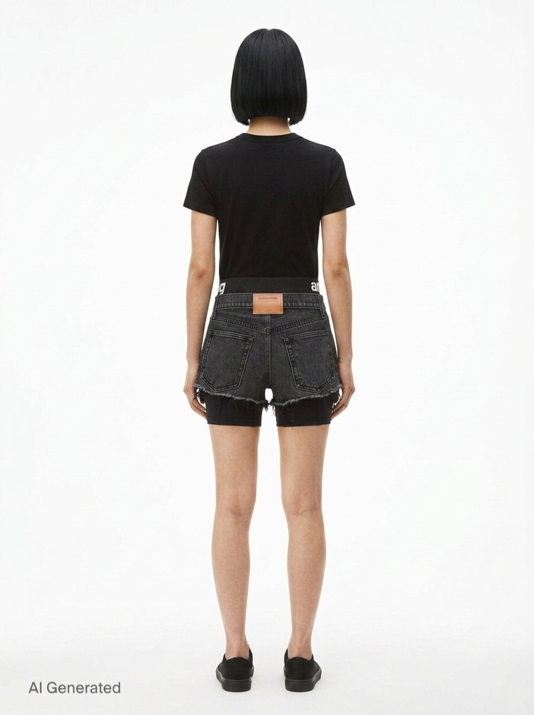 Relaxed Denim Shorts With Logo Waistband | Alexander Wang | Club21 - back