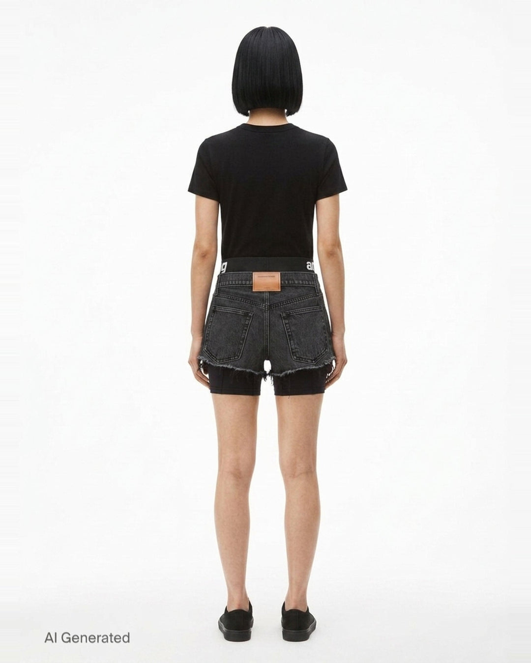 Relaxed Denim Shorts With Logo Waistband | Alexander Wang | Club21 - back