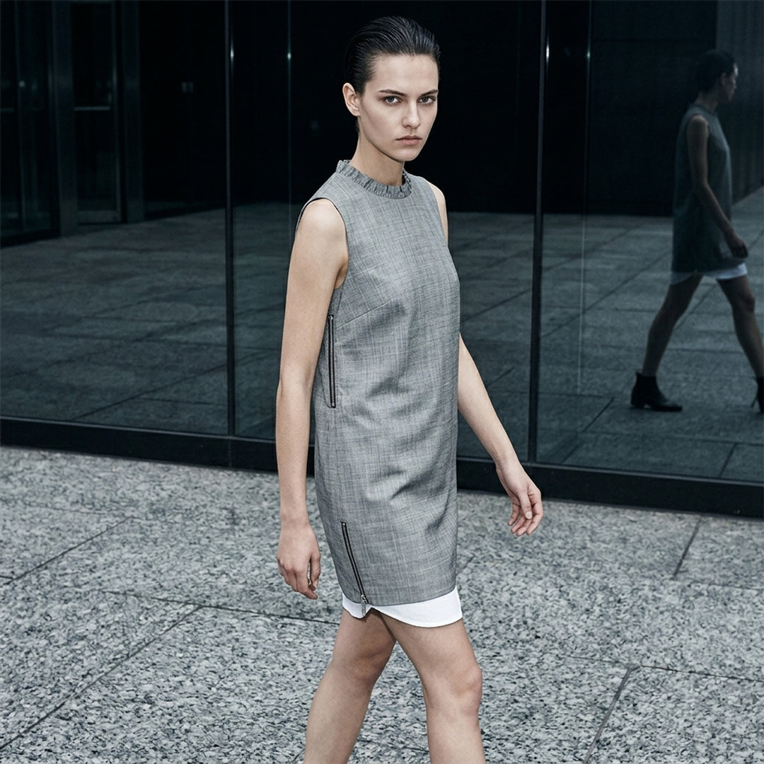 alexander wang mini dress Shift With Zipper | Flying Tomato Women's Blue color:Champagne/Gold SLEEVED DRESS designed by Long_dresses