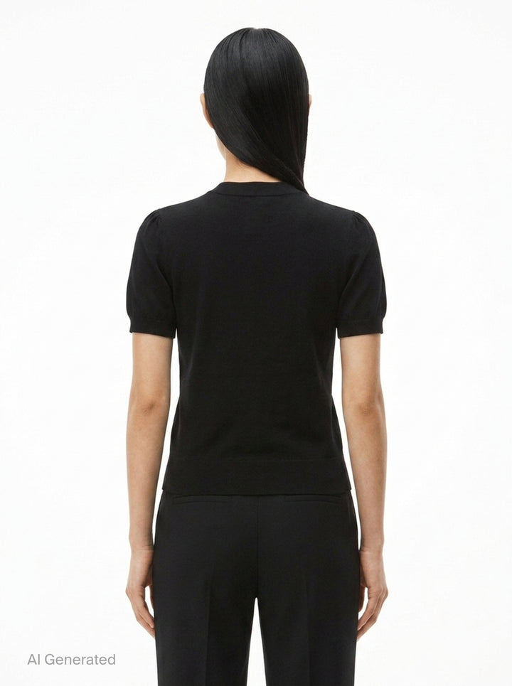 Short Sleeve Crewneck Hotfix Logo Knit Top | Alexander Wang | Club21 - back