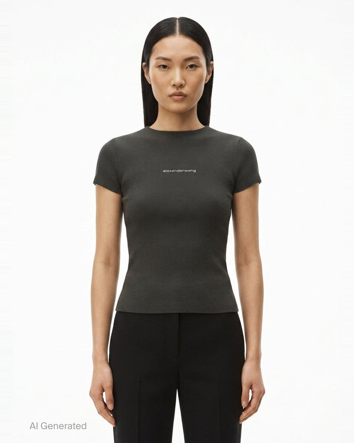 Short Sleeve Crewneck Top | Alexander Wang | Club21 - front