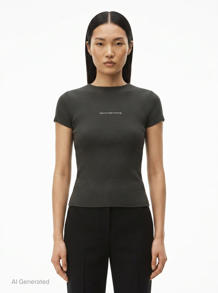 Short Sleeve Crewneck Top | Alexander Wang | Club21 - front