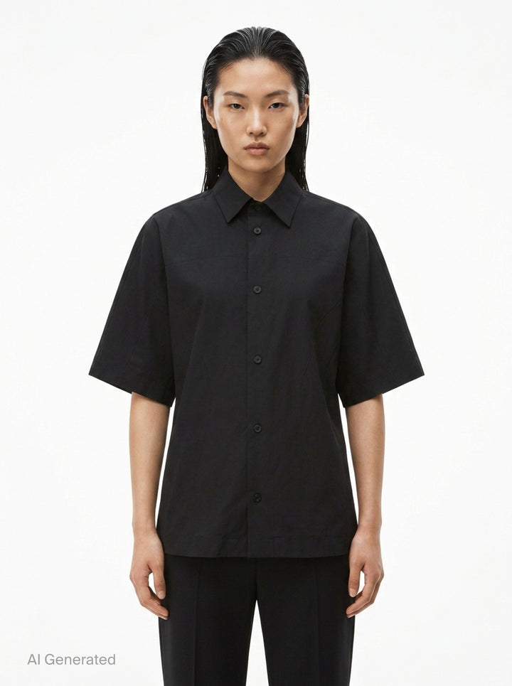 Short Sleeve Perforated Shirt | Alexander Wang | Club21 - front