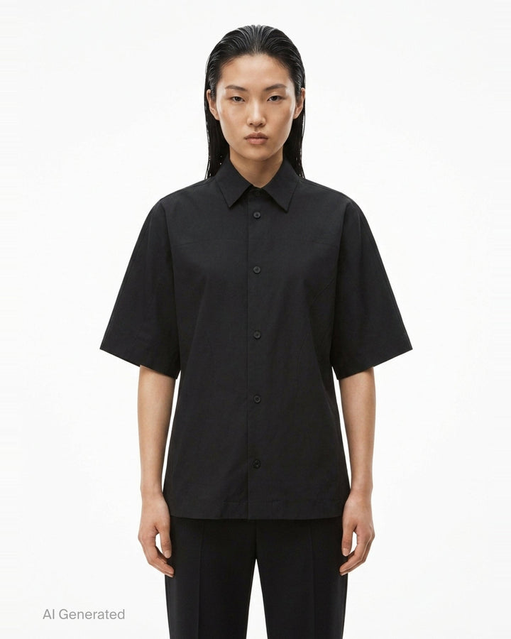 Short Sleeve Perforated Shirt | Alexander Wang | Club21 - front