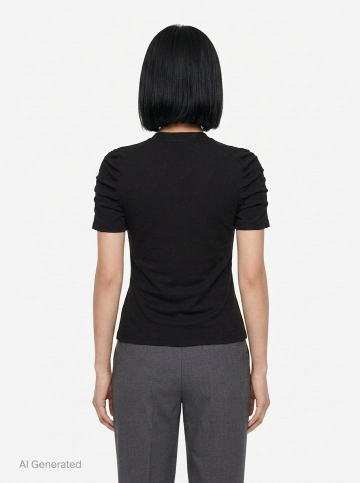 Short Sleeve Ruched Crewneck Pullover | Alexander Wang | Club21 - back