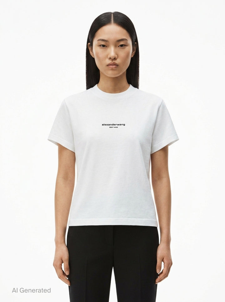 Shrunken Short Sleeve Logo Tee | Alexander Wang | Club21 - front
