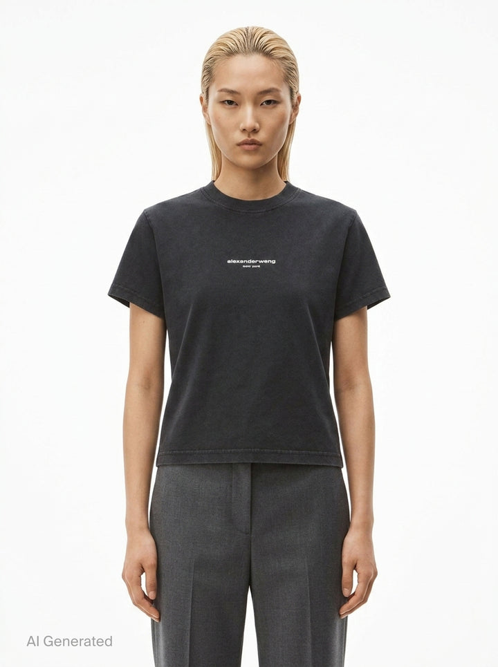 Shrunken Short Sleeve Logo Tee | Alexander Wang | Club21 - front