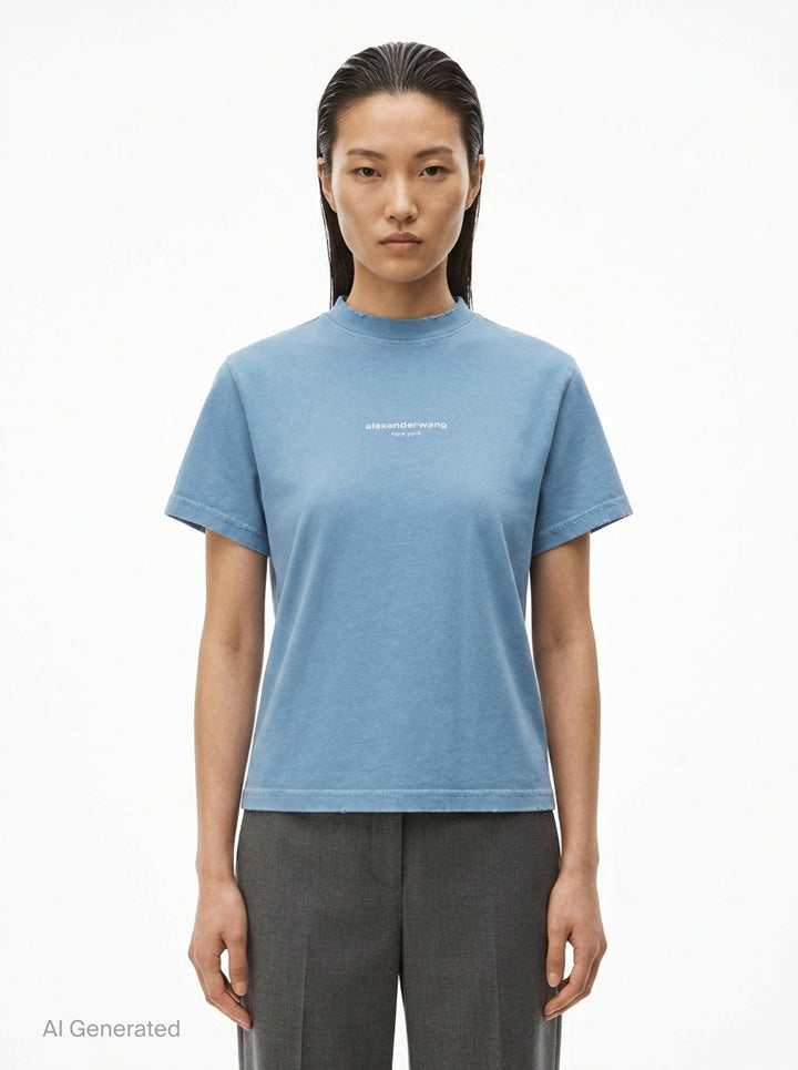 Shrunken Short Sleeve Logo Tee | Alexander Wang | Club21 - front