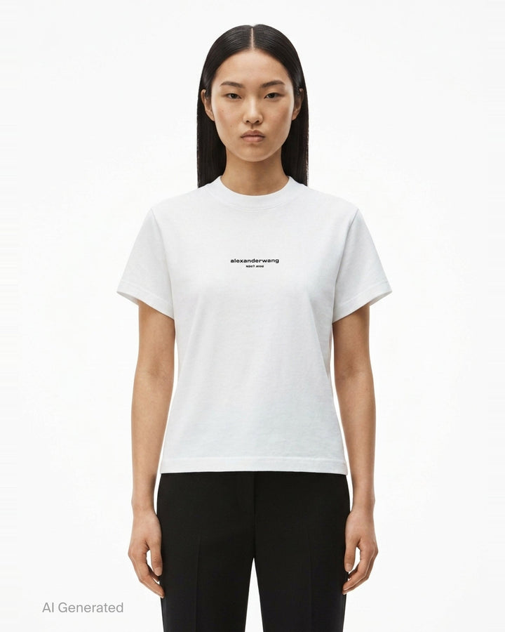 Shrunken Short Sleeve Logo Tee | Alexander Wang | Club21 - front