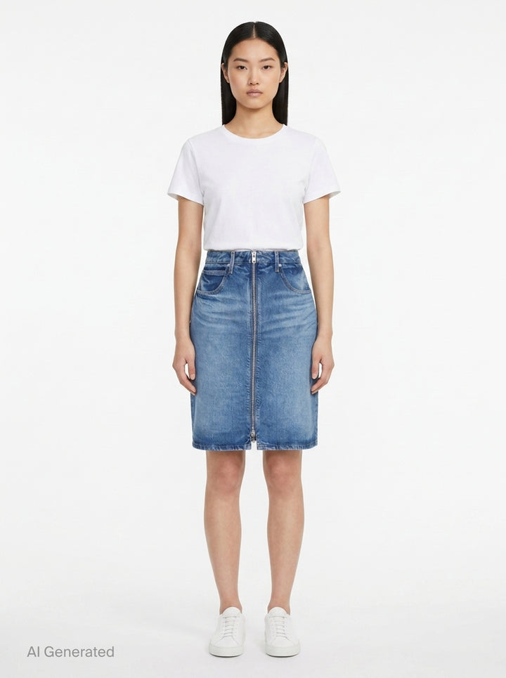 Zip Front Midi Skort | Alexander Wang | Club21 - front