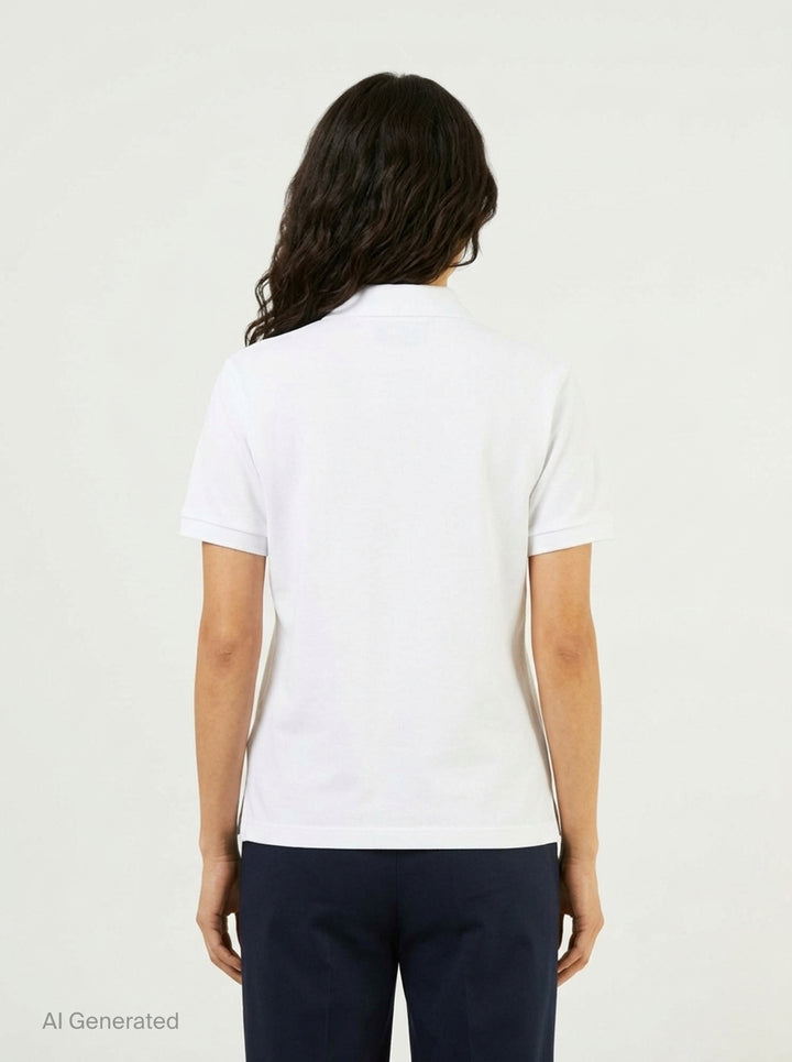 Ami Alexandre Mattiussi heather grey piqué polo shirt with Ami de Cœur embroidered heart-A logo on the chest and two-button placket - back