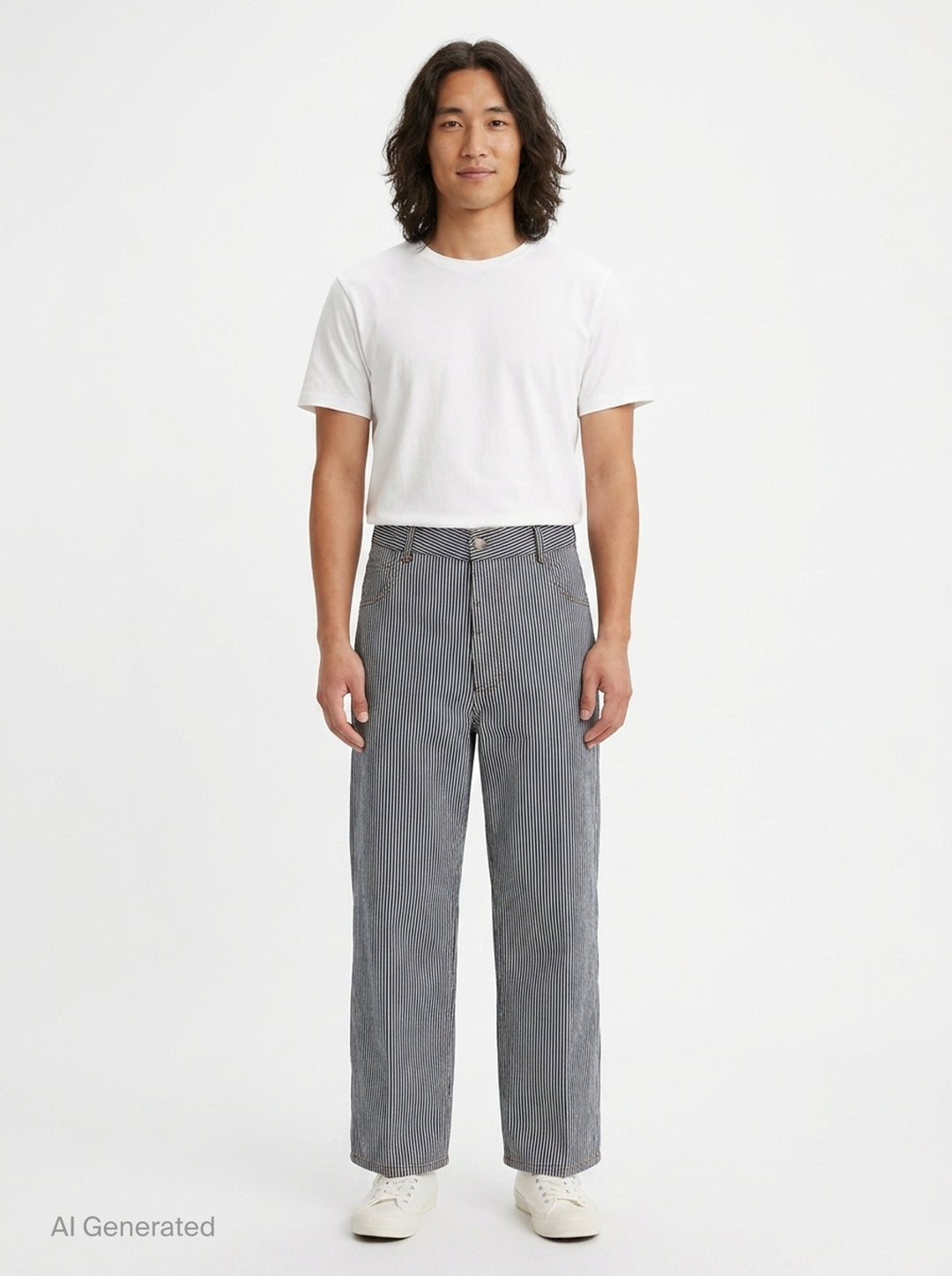 Baggy Fit Striped Jeans | AMI | Club21 - front