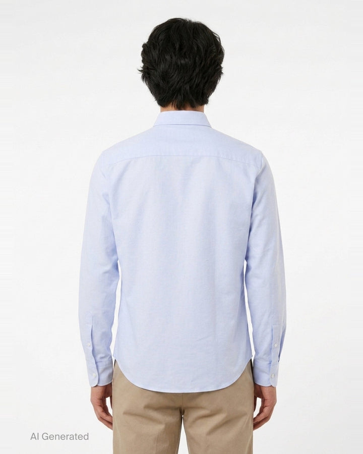 Contrasted Button-Down Collar Long Sleeve Shirt | AMI Paris | Club21 - back
