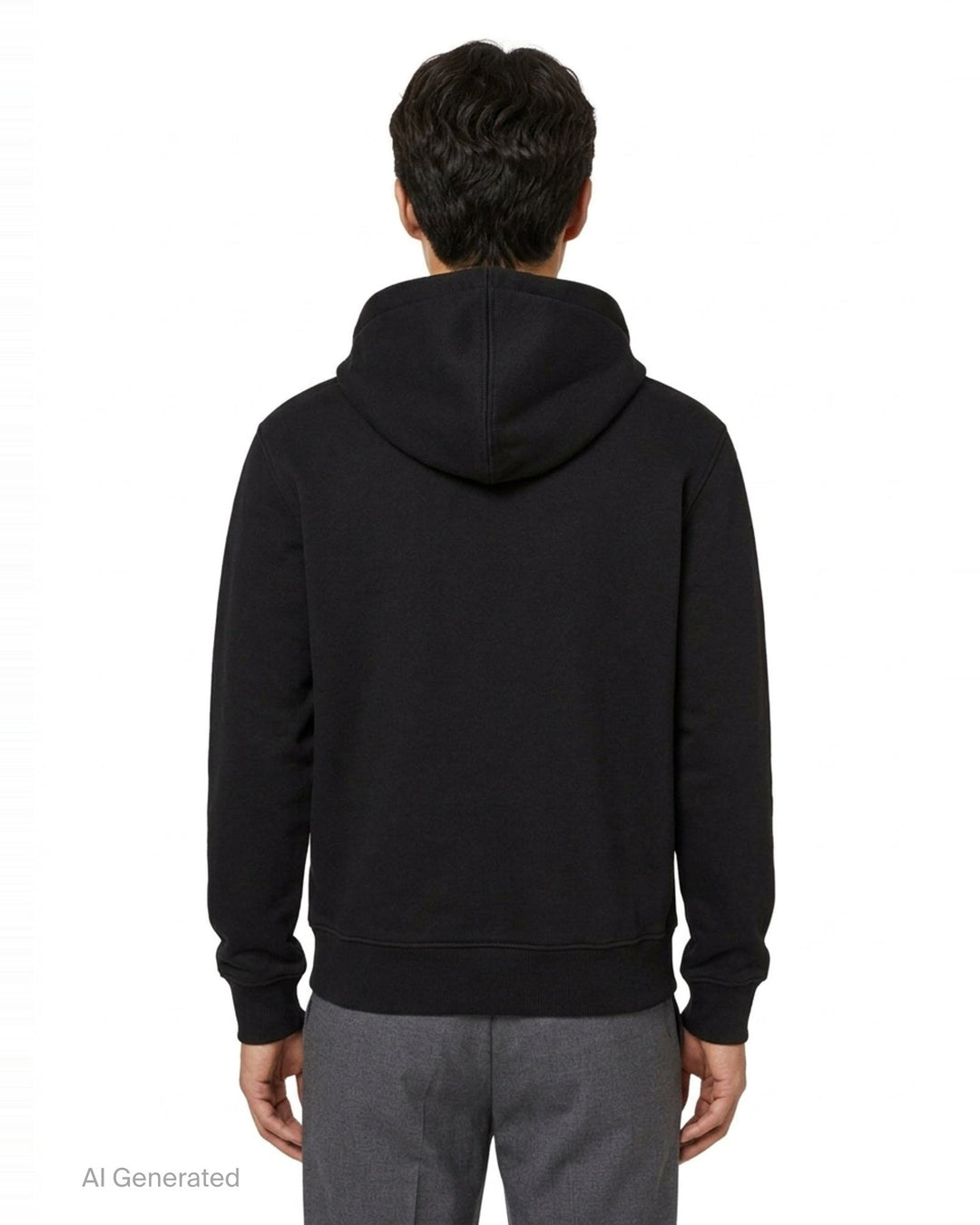 Ami Alexandre Mattiussi black zip-up hoodie with embroidered Ami de Cœur logo, silver zip hardware, adjustable drawstring hood, and kangaroo pocket - back