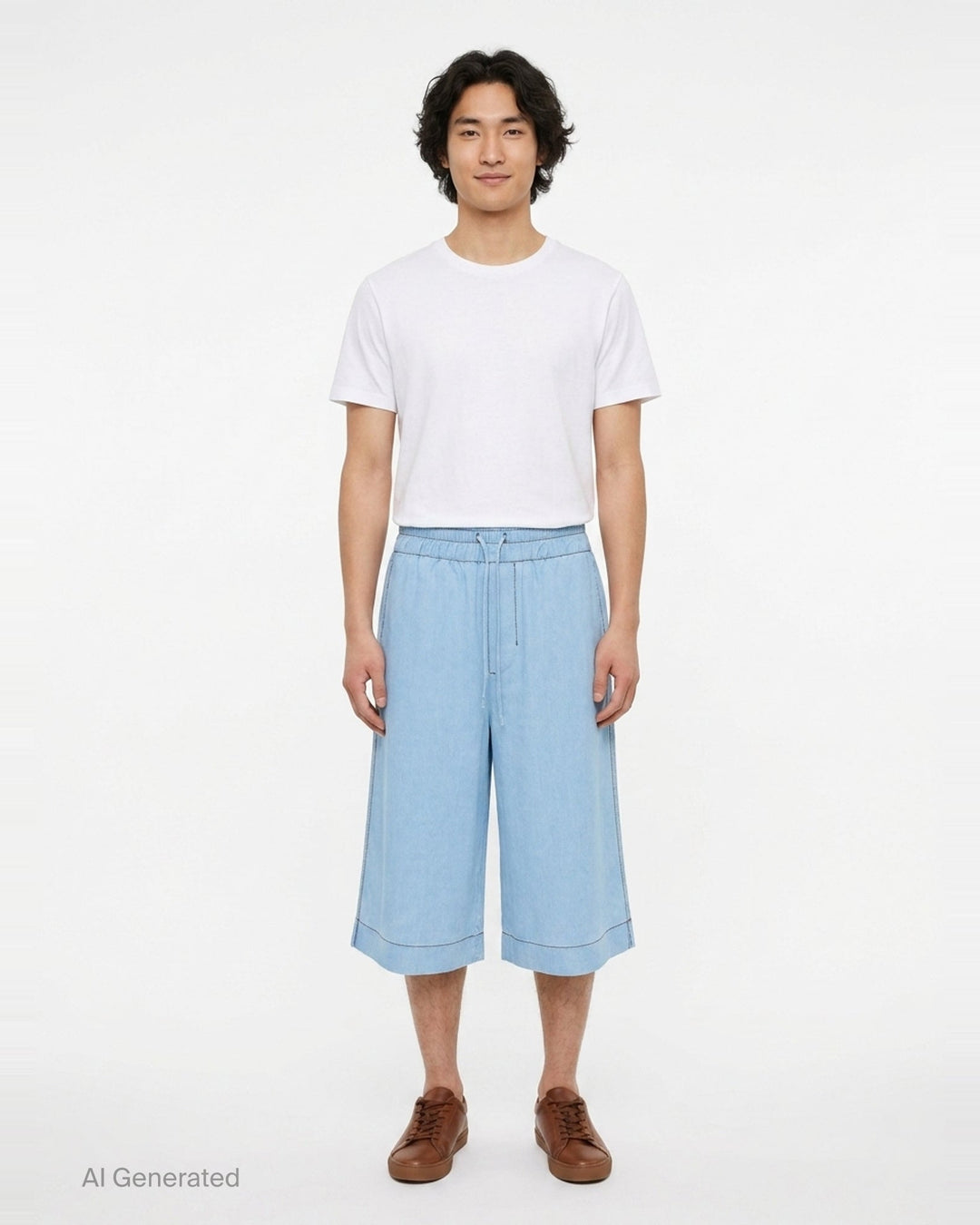 Elasticated Wide-Leg Bermuda Shorts | AMI | Club21 - front