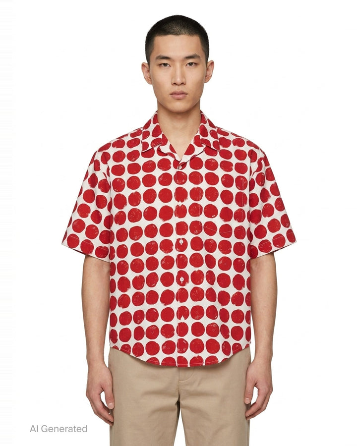 Polka Dot Boxy Short Sleeve Shirt | AMI Alexandre Mattiussi | Club21 - front