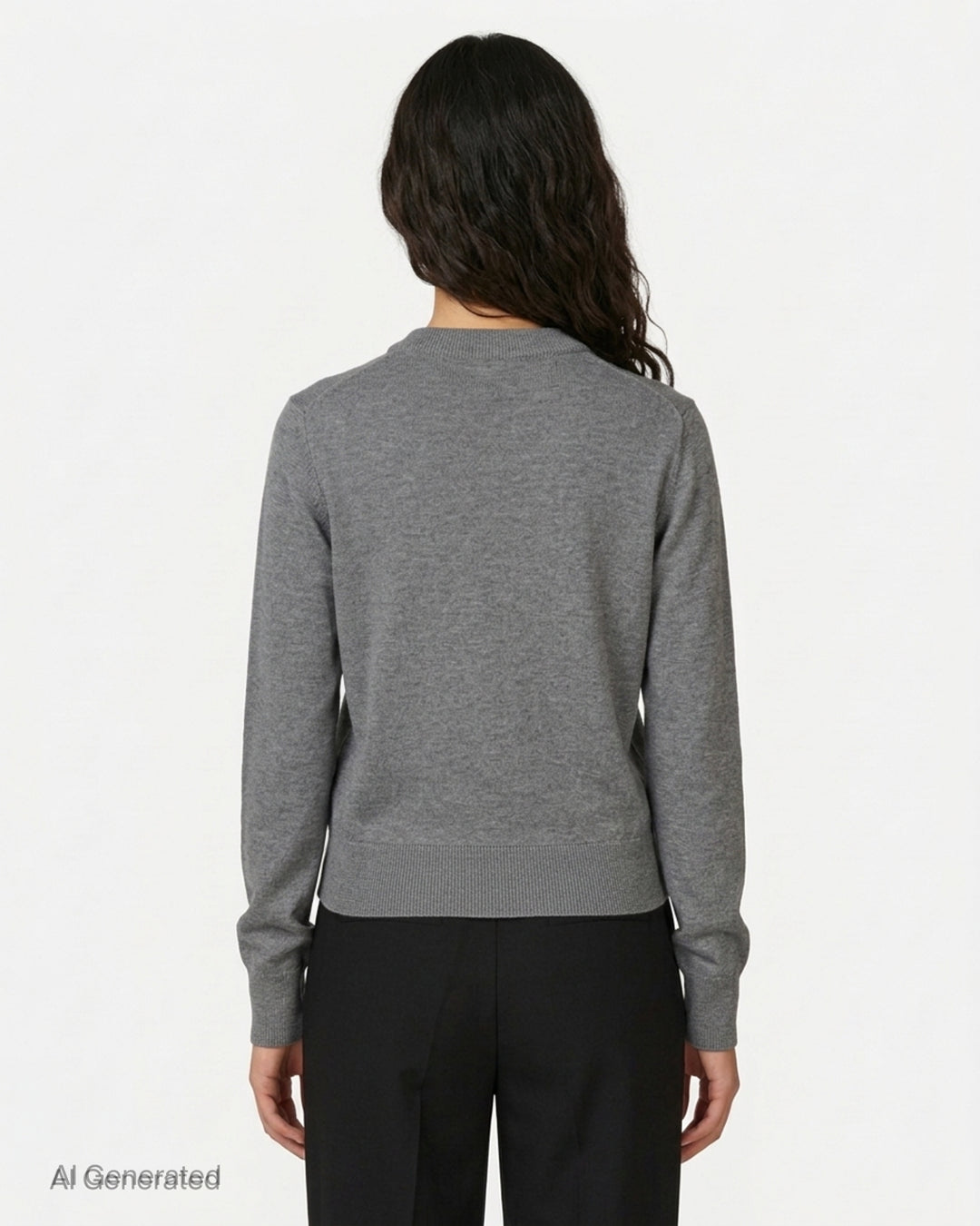 AMI Quota crewneck cardigan in deep forest green with black buttons, ribbed hem and cuffs, and a tonal embroidered heart logo on the chest - back