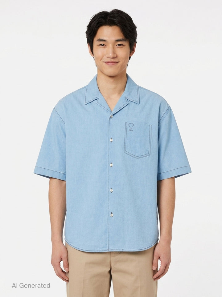 Short Sleeve Boxy Shirt | Ami Alexandre Mattiussi | Club21 - front