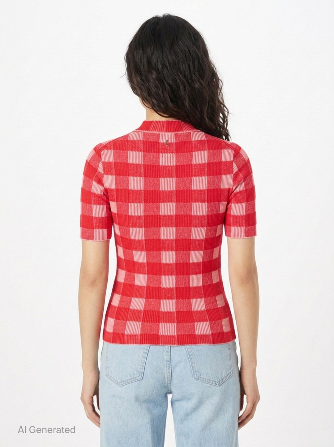 Short Sleeve Gingham Knit Sweater | AMI | Club21 - back