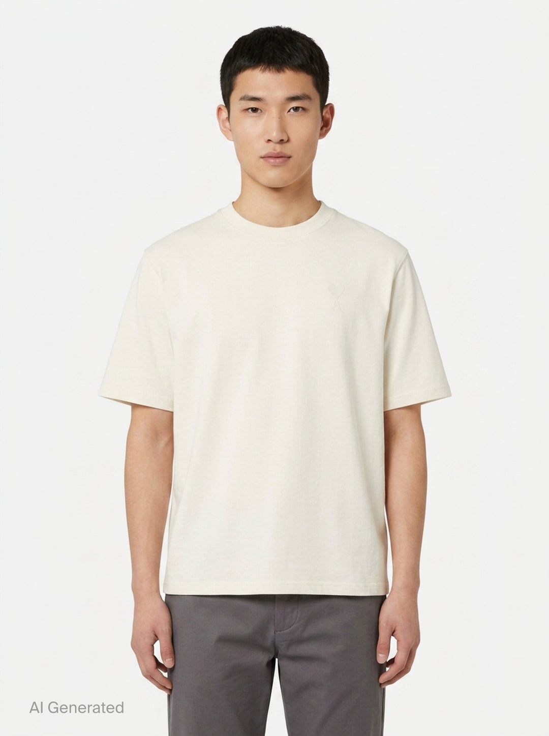 Tonal Embroidered Tee | AMI Alexandre Mattiussi | Club21 - front