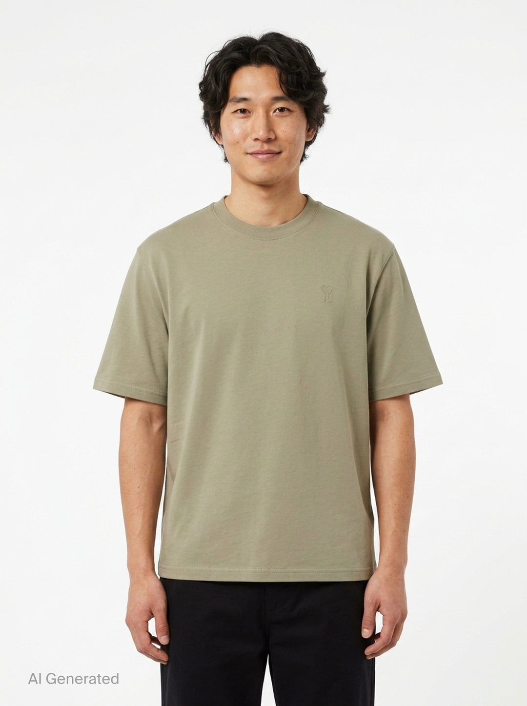 Tonal Embroidered Tee | Ami Alexandre Mattiussi | Club21 - front