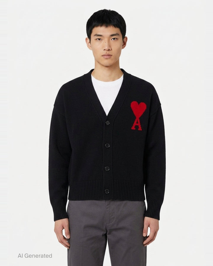 V-Neck Cardigan | Ami Alexandre Mattiussi | Club21 - front