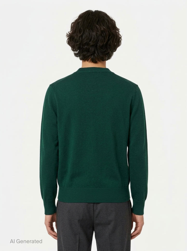 AMI Alexandre Matiussi camel V-neck cardigan with dark tonal button fastening and Ami de Cœur logo embroidery on the chest - back