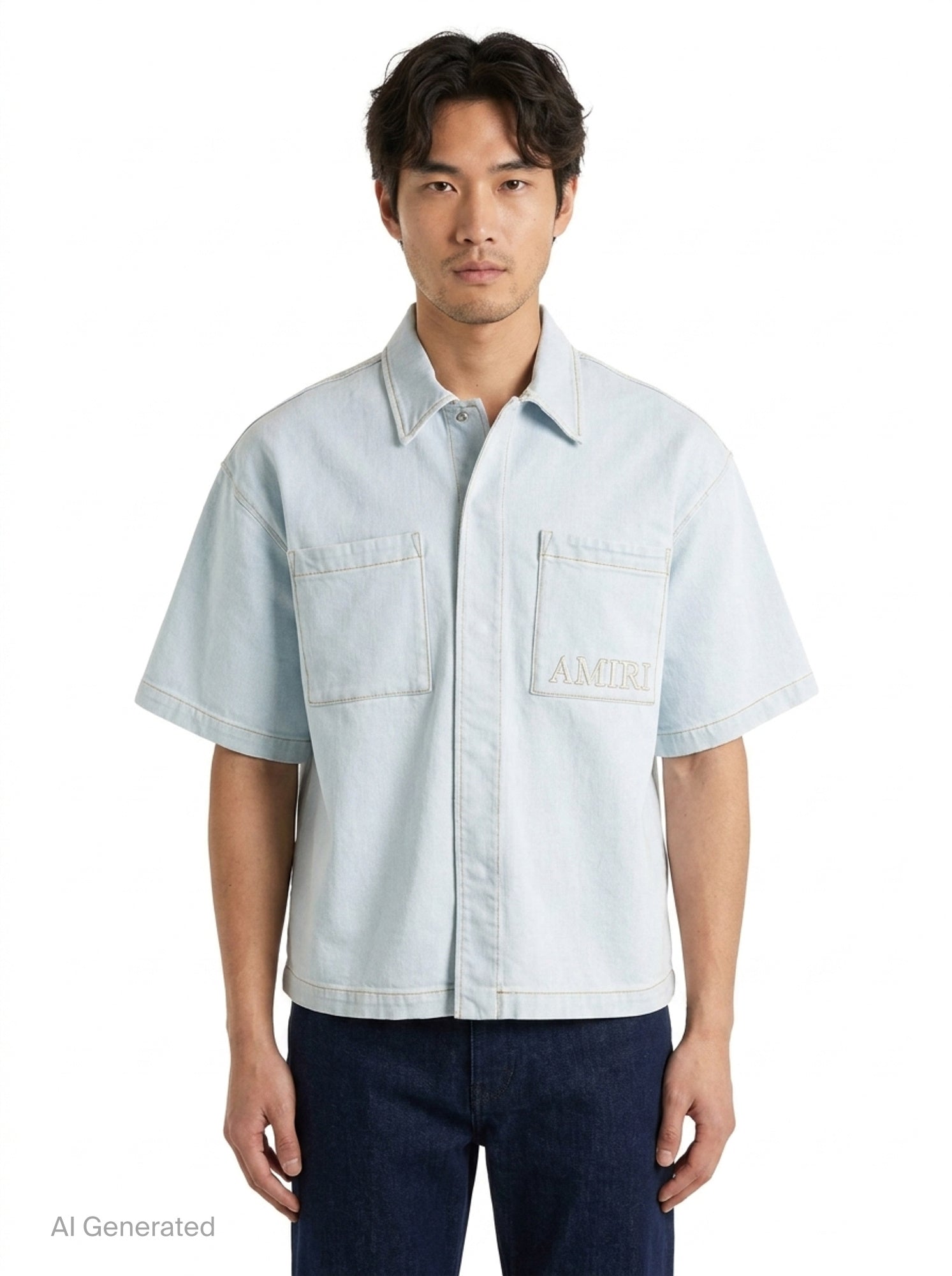 amiri dress shirt Black Button-down Mens Short Sleeve Shirt Size M The design includes a spread collar and front button closure Amiri Men's Silk Micro-Logo Stripe