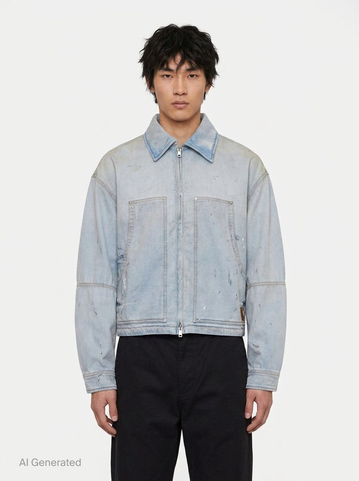 Distressed Denim Work Jacket | Amiri | Club21 - front