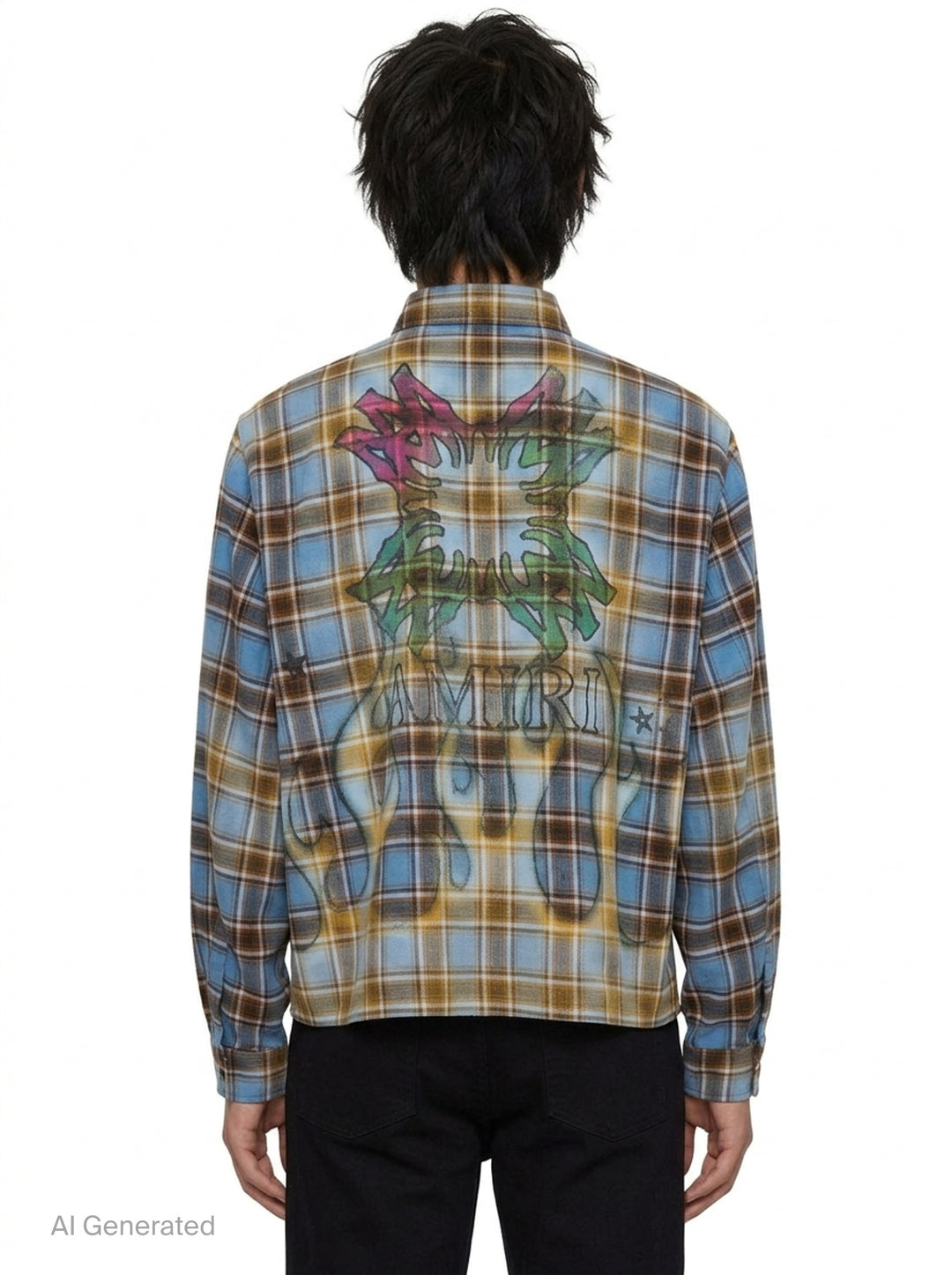 Quad Bleached Flannel Long Sleeve Shirt | Amiri | Club21 - back